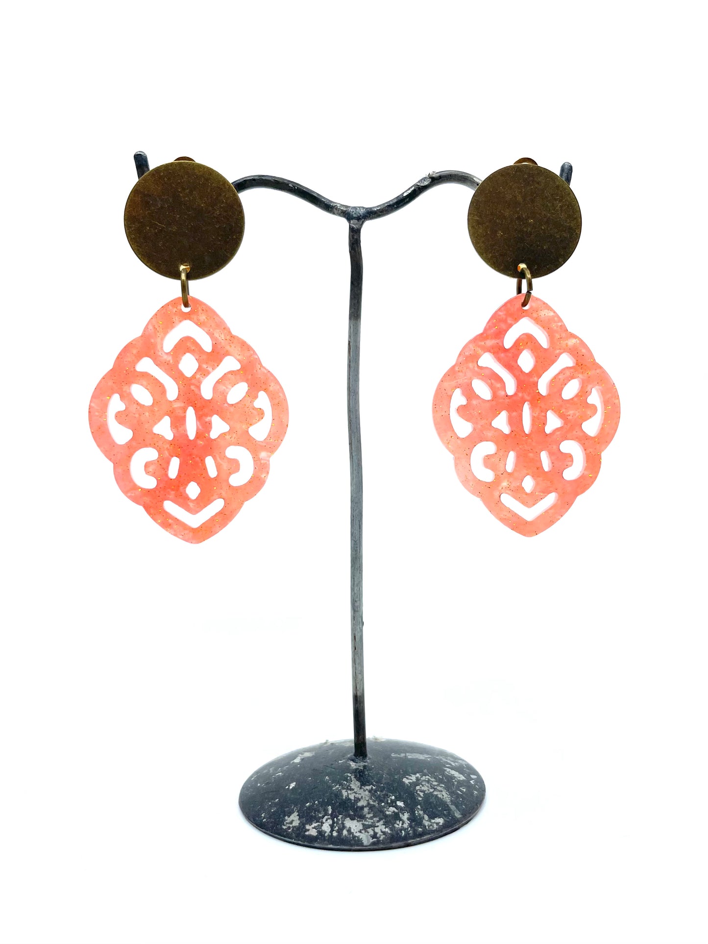 Ohrclips Cellulose-Acetat, kleine Raute